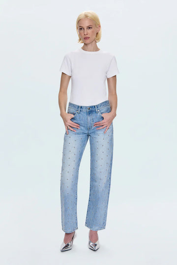 Pistola Denim Lexi Mid Rise Bowed Straight Aires