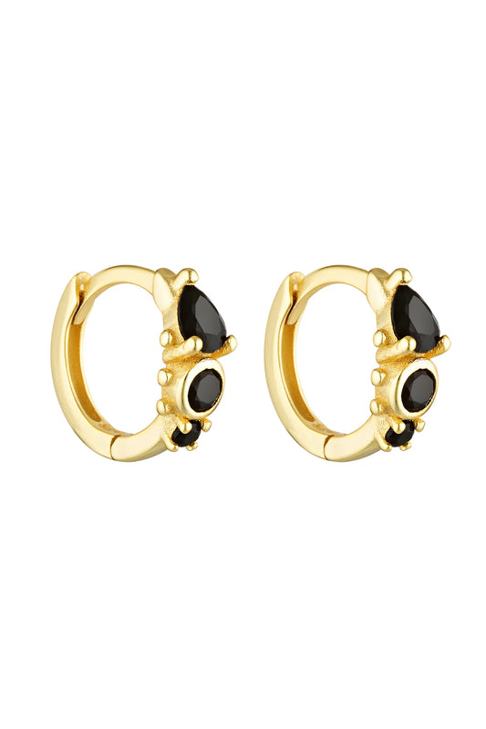 Porter Jewellery Heirloom Huggies Gold/Onyx