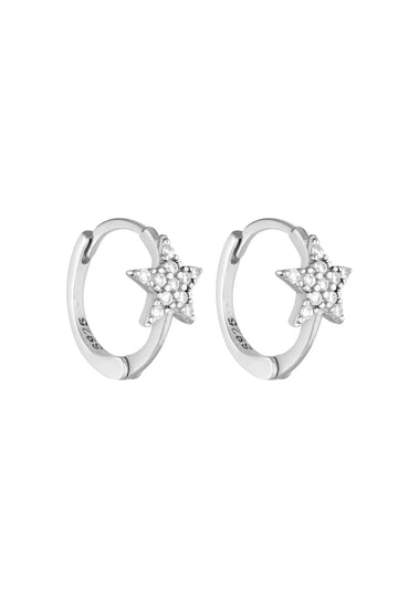 Porter Jewellery Star Huggies Silver/Clear